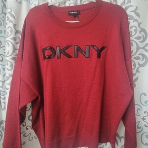 DKNY Women's Burgundy Crew Neck Sweater